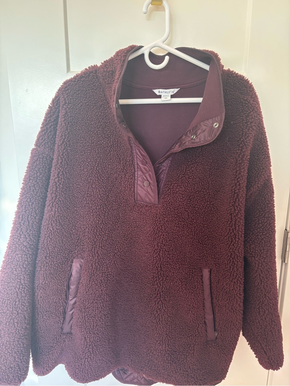 Athleta Burgundy Sherpa Snap Pullover Jacket-size 3xl